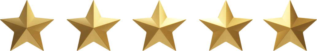 3D gold five stars