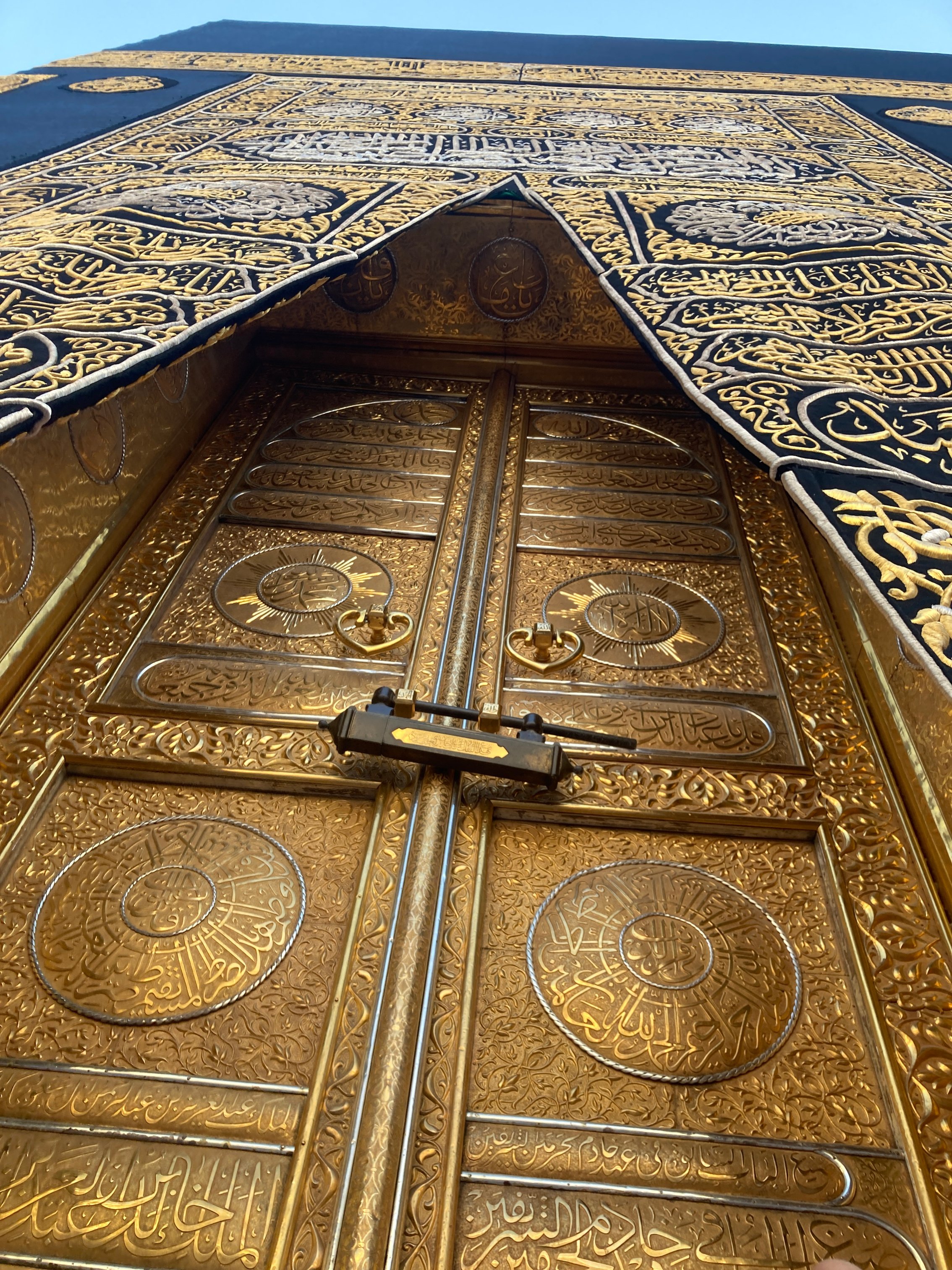 A door to the kaaba is shown in gold. Mecca, Saudi Arabia .detail of the mosque country.